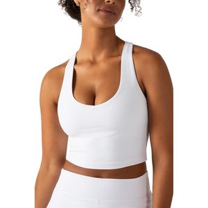 Top Deportivo Personalizado para Mujer, Estilo Racerback con Escote Redondo, Copas Extraíbles, para Yoga, Gimnasio y Entrenamiento, Color Blanco, Talla Mediana - Product Image 1