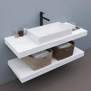Lavabo da Bagno in Ceramica Moderno a Parete con Foro Singolo per Piano Lavabo in Solid Surface - Product Image 1