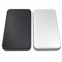 Boîte en métal étamé mat 177x107x15mm rectangulaire avec logo personnalisé imprimé, boîte à charnières pour cartes postales, cartes-cadeaux, maquillage