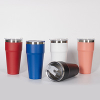 Ventes directes usine : Tasse à café isotherme en acier inoxydable de 20 et 30 oz, portable, avec couvercle, poignée et paille