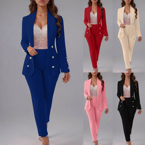 Conjunto de <span class=keywords><strong>Blazer</strong></span> de Punto Satinado Regular para <span class=keywords><strong>Mujer</strong></span> Ym135 2026, Chaqueta de Punto con Botones, Cuello de Moda, Estilo Ejecutivo - Product Image 2