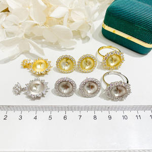 Juego de Accesorios de Plata de Ley S925 para Perlas DIY 9332, Anillo de Oro y Plata y Soporte para Pendientes, Joyería de Diamantes Puros - Product Image 3