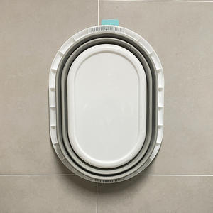 Panier à linge pliable en plastique PP gris de grande capacité 24L, portable, rétractable, facile à ranger, pour un usage domestique - Product Image 2