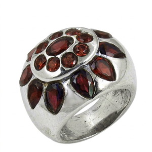 Cultured <b>Garnet</b> Gemstone Sterling <b>Silver</b> Fashion <b>Ring</b> - Product Image 1