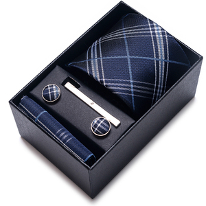 Haute qualité luxe <span class=keywords><strong>cravate</strong></span> ensemble hommes Jacquard poche carré <span class=keywords><strong>cravate</strong></span> ensembles hommes costume accessoires doré Plaid Fit fête - Product Image 2