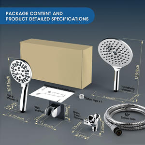 Juego de cabezal de ducha multifuncional, rociador de mano con efecto lluvia, ajustable, cromado, DSS9730 - Product Image 4