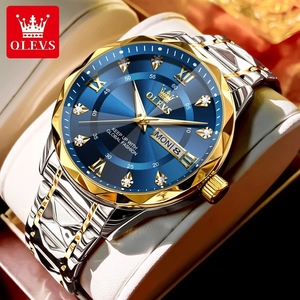 Relojes de Cuarzo Originales OLEVS 5609, <span class=keywords><strong>Reloj</strong></span> de Pulsera de Acero Inoxidable con Calendario, Luminoso e Impermeable para Hombre - Product Image 1