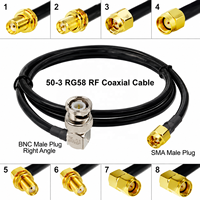 Connecteur Q9 BNC mâle vers SMA, câble RF RG-58/U, BNC mâle 90° °   Câble d'extension coaxial RG58 avec connecteur Angle Plug vers prise SMA femelle RP-SMA