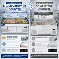 Réfrigérateur de préparation de salades et sandwichs Mega Top en acier inoxydable 304 robuste, 2 portes, refroidissement par ventilateur, comptoir réfrigéré pour pizzeria et restauration rapide