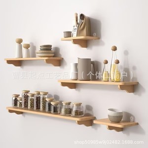 Simple wooden living room <b>shelf</b>, wall-mounted wooden storage <b>rack</b>, solid wood display <b>rack</b> for wall decoration. - Product Image 4