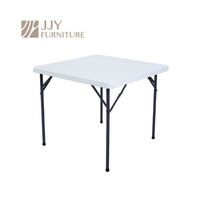 Table pliante en plastique HDPE blanc robuste JJY-ZDZ-D002 86cm carré Portable extérieur intérieur utilitaire meubles de salle à manger