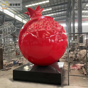 Escultura de Granada de Fibra de Vidrio para Exteriores, Decoración Artística Redonda con Tema de Plantas para Montar en el Suelo - Product Image 1
