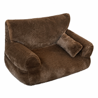 Canapé-lit pour chien et chat en fausse fourrure, rembourrage en fibres, dossier haut, accoudoirs confortables, coussin douillet moderne pour l'hiver, amovible et lavable, pour petits animaux