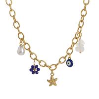 Collier en acier inoxydable plaqué or 18 carats à la mode breloques perle d'imitation mignonne pour la fabrication de bijoux lien forme de fleur pour les fêtes