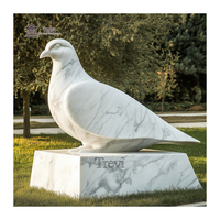 Ornement de jardin Statue d'oiseau en pierre Sculpture de colombe en marbre Fabricant