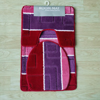 Minimaliste Macaron série salle de bain trois pièces ensemble antidérapant polypropylène salle de bain tapis tapis de toilette coupe Pile Technique maison