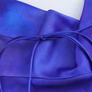 Gaun panjang punggung terbuka motif bunga wanita, gaun Satin Suspender seksi Inggris adem untuk liburan kasual terlihat warna gelap musim panas - Product Image 6