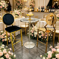 Table de cocktail de haute qualité, ronde, entièrement en acier inoxydable, ensemble de tables hautes pour mariage, fête, événement