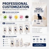 Litière pour chat en tofu personnalisée à marque privée, de qualité alimentaire, à base de maïs et de soja, biodégradable, litière naturelle pour chat, jetable dans les toilettes