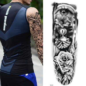 สติกเกอร์รอยสักชั่วคราวลายหมีสิงโตป่าสุดเท่สำหรับผู้หญิงลายเสือเสือดาวหมาป่าศิลปะร่างกายติดแขนกันน้ำ