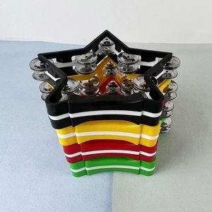Campana de mano grande de plástico con forma de estrella de cinco puntas, instrumento de percusión para ambiente KTV, campana de doble fila - Product Image 4