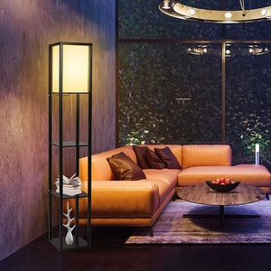 <span class=keywords><strong>Étagère</strong></span> noire en bois noire de style nordique moderne, luminaire décoratif d'intérieur, idéal pour le salon - Product Image 3
