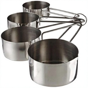 Juego de 4 Tazas Medidoras de Acero Inoxidable para Ingredientes Secos o Líquidos, Utensilios de Cocina para Cocinar y Hornear con Asas de Alambre, Gran Venta - Product Image 1
