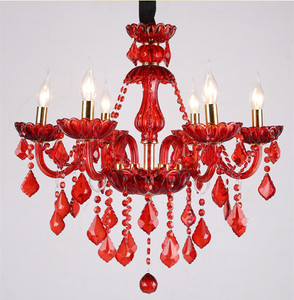 L'europe Cristal Bougie ampoule lampe Rouge verre corps Tissu couverture mariage Lustres - Product Image 4