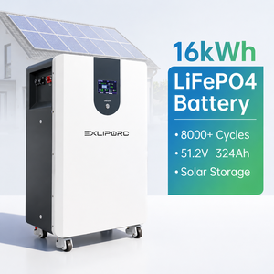 Batería LiFePO4 EXLIPORC de 16 kWh, 51.2 V, 324 Ah, Sistema Híbrido de Almacenamiento Solar para Red Eléctrica - Product Image 1