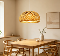 Lustre d'intérieur en bambou et rotin, lampe suspendue tressée à la main pour restaurant, abat-jour en bambou fait main, luminaires suspendus contemporains