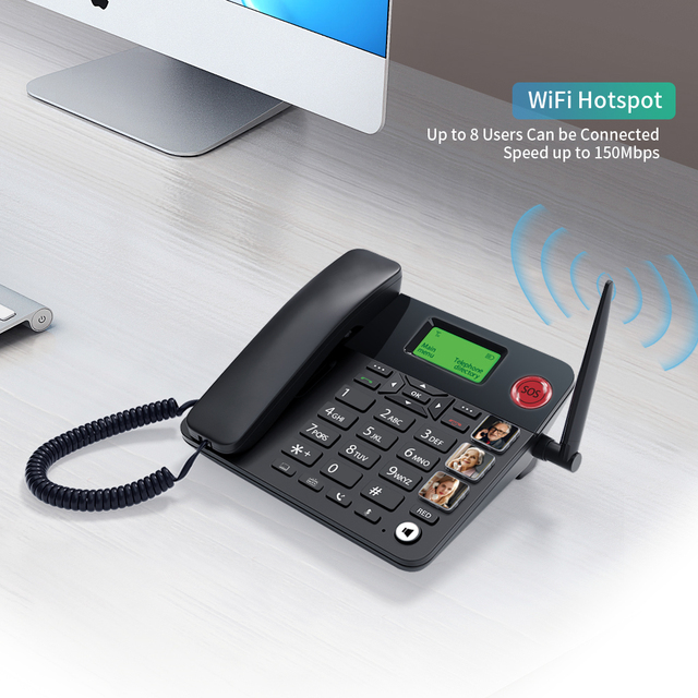 JIMI Manufacturer 4G LTE Fixed Wireless Cordless Phone with VoLTE SIM WiFi Hotspot SOS Calling 2.4 Display 1000mAh Battery