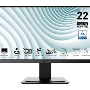 MSI PRO MP223, 22 pulgadas VA 1920X1080 (FHD) Monitor de computadora, 100Hz, Adaptive-Synch 1ms, Negro - Product Image 2