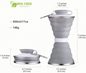 Bouteille d'eau pliable portable en plastique, nouvelle conception, avec logo personnalisé, pour le sport et les activités de plein air, 500 ml - Product Image 3