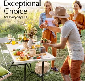 6FT <b>Foldable</b> Portable <b>Table</b> Steel Legs Indoor Outdoor <b>Table</b> For <b>Picnic</b> Wedding Party Camping Utility Use - Product Image 5