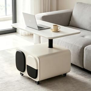 Mesa de Centro Moderna Móvil, Plegable, Ajustable, Rectangular, Minimalista, Multifuncional, para Sala de Estar, con Superficie de Piedra - Product Image 2