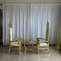 En gros, Ensemble de chaises de pédicure dorées à dossier haut, de trônes royaux pour mariés, de chaises d'hôtel et de table d'appoint pour la mariée et le marié