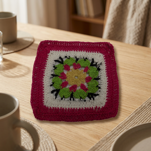 Sous-verre en dentelle de coton crocheté, multicolore, écologique, de haute qualité, 4x4 pouces, forme carrée contemporaine, pour la salle à manger, vente en gros - Product Image 2