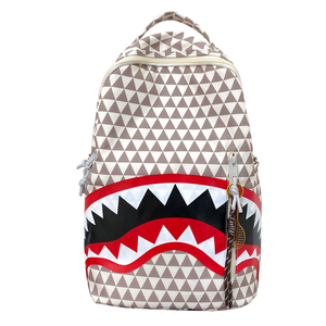 Modisches geometrisches Muster für Hai Mund Design Rucksack für Paare Trendy Casual School Reisetasche Reiß verschluss für Jugendliche - Product Image 4