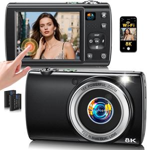 Cámara <span class=keywords><strong>de</strong></span> Vlogging WiFi 88MP 2026, Doble Lente, Pantalla Táctil, Autoenfoque, Antivibración, Viajes, Fotografía 8K, <span class=keywords><strong>Tarjeta</strong></span> SD - Product Image 1