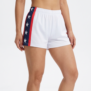 Women's White Flag Print Shorts Elastic Waist Breathable Polyester Sport Shorts Regular Fit All Seasons - Product Image 1