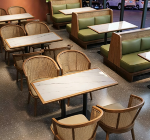 Sofá comercial para restaurante de té, combinación de mesa y silla de PU para restaurante, cafetería, catering, olla caliente, estilo del Sudeste Asiático - Product Image 2