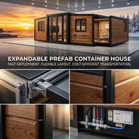 Maison conteneur préfabriquée extensible à double aile, pliable, de luxe, modulaire, structure en acier, 20 pieds, déploiement rapide, pour usage résidentiel ou hôtelier