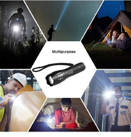 Lampe torche LED XML-T6 zoomable 1000 lumens, indice de protection IP54, fonctions haute/moyenne/basse/stroboscope/SOS, corps en alliage d'aluminium, alimentée par batterie