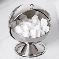 Distributeur de sucre en forme de boule en acier inoxydable avec couvercle rabattable pour la maison, les restaurants et les cafés (vente en gros)