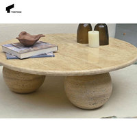 Tostone Classique Italien Blanc Marbre Naturel Rond Pierre Café Table D'appoint pour Villa Salon Hôtel Bureau Décoration