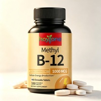 Tabletas Masticables de Metil B12 1000mcg OEM, Extra Fuertes, Bioactivas, Metilcobalamina para Apoyo Energético Celular, Veganas, 100 Unidades