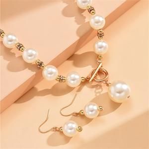 Wholesale Jewelry <b>Set</b> Hot Imitation Pearl Fashion OT Buckle Light Luxury Clavicle <b>Necklace</b> <b>Bracelet</b> Earrings - Product Image 3