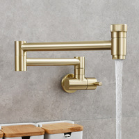 Robinet de salle de bain mural moderne de haute qualité à double articulation avec douchette latérale, installation monotrou, double poignée en laiton