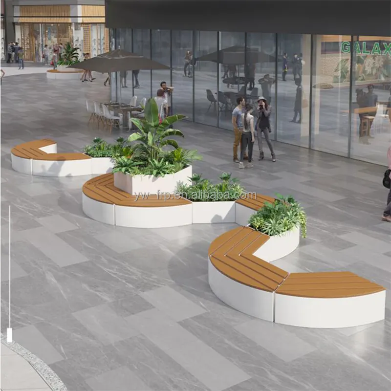 Cidade circular shopping center assento plantador pote cadeira aeroporto área pública fibra de vidro lazer banco