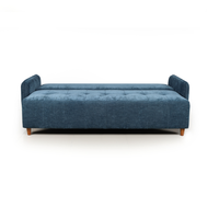 Canapé-lit pliant 2 places en tissu bleu marine avec pieds en bois pour salon, appartement, mobilier de maison